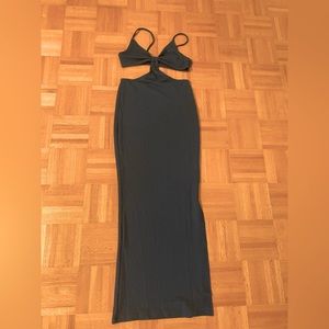 Fitted midi dress with cutouts